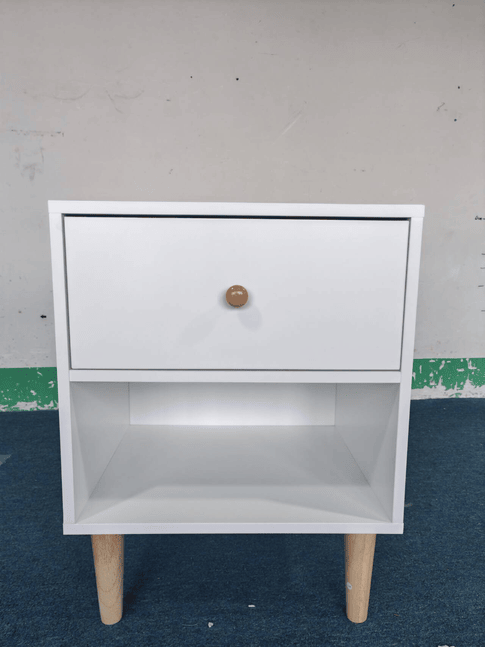 23.22''H Wooden Nightstand with One Drawer One Shelf for Kids, Adults, White