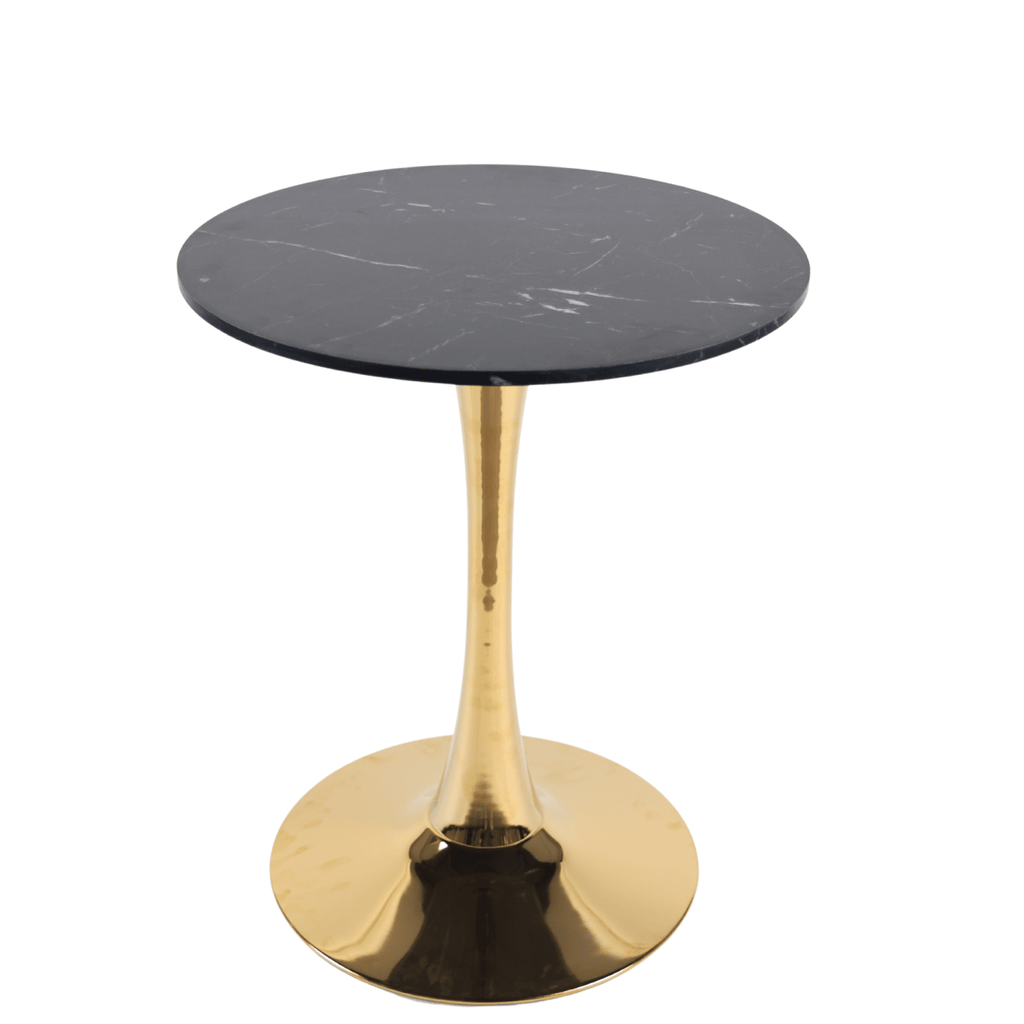 23.62"Black marble COLOR TOP Golden color leg Tulip Table Mid-century Dining Table for 2-4 people With Round Mdf Table Top, Pedestal Dining Table, End Table Leisure Coffee Table