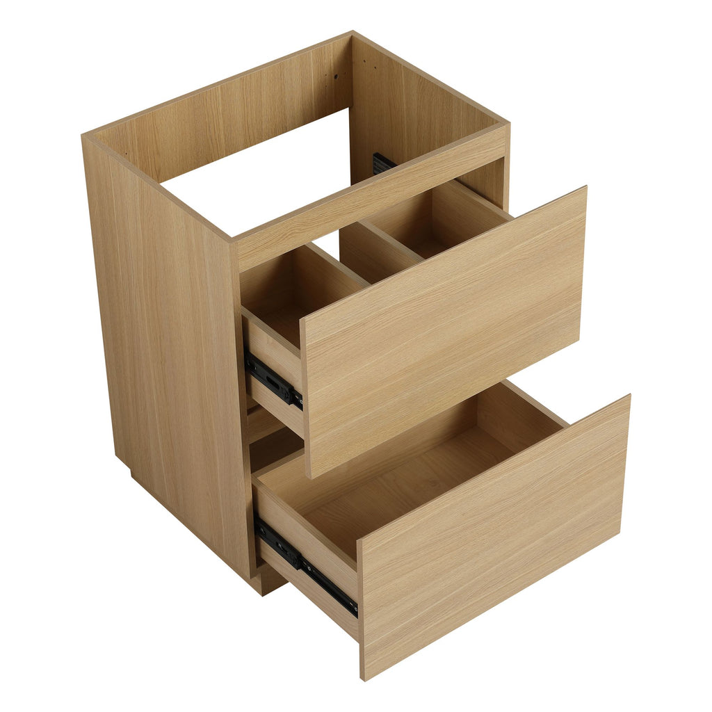 24" Bathroom Vanity with Double drawer, Freestanding Bathroom Cabinet,Engineering Wood,Oak(Only Vanity Without Top)