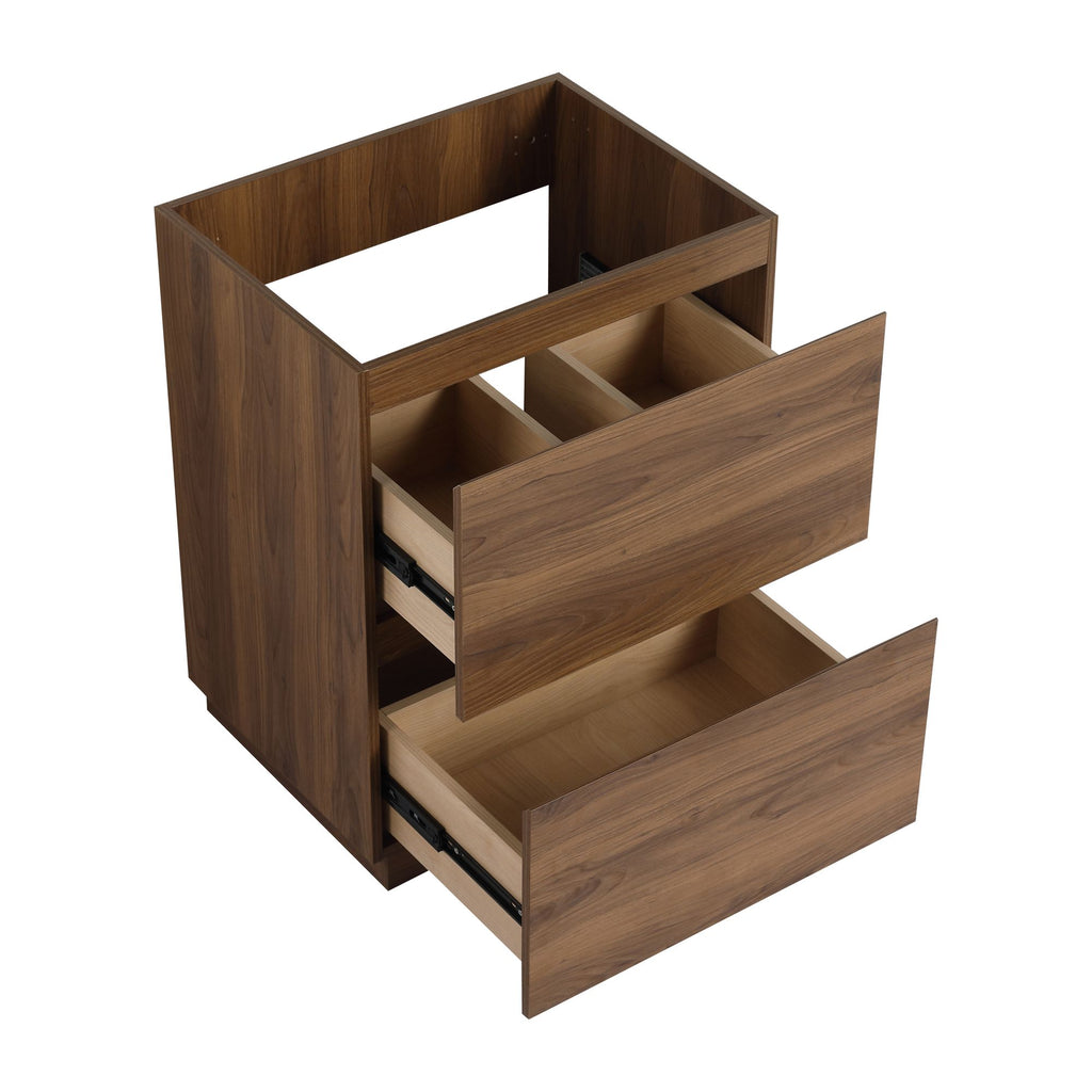 24" Bathroom Vanity with Double drawer,Freestanding Bathroom Cabinet,Engineering Wood,Brown (Only Vanity Without Top)