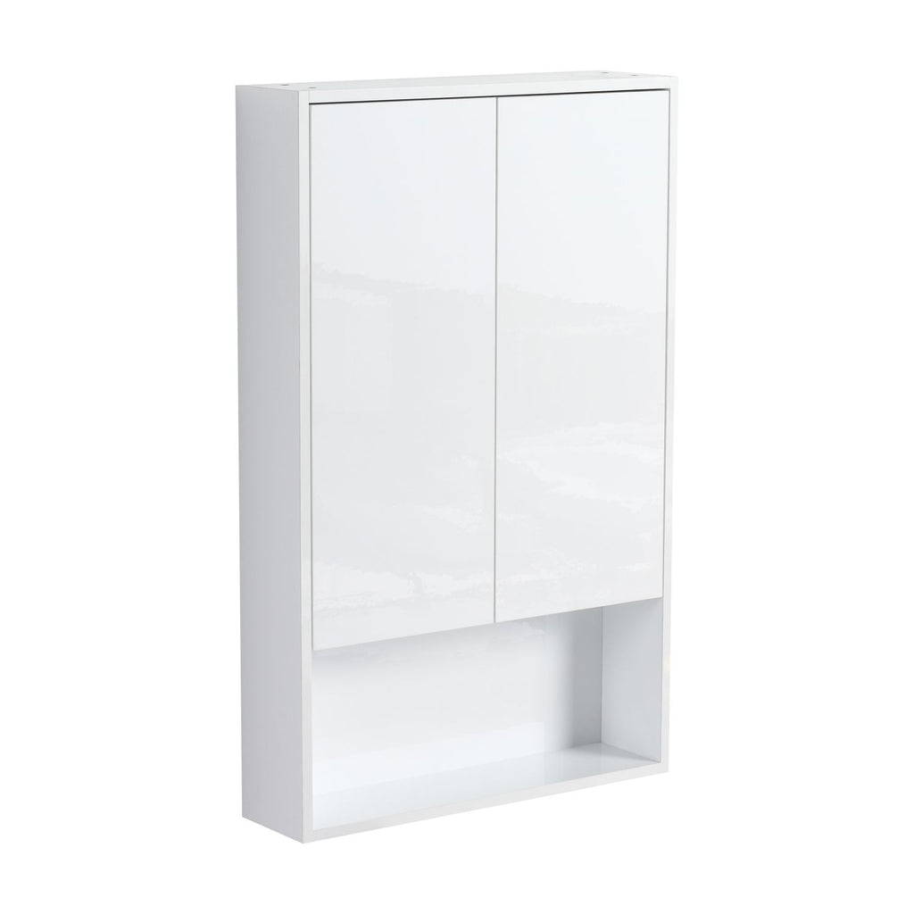 24" Bathroom Wall Cabinet, Soft Close Doors, Float Mounting Design,Glossy White,(KD-Packing)