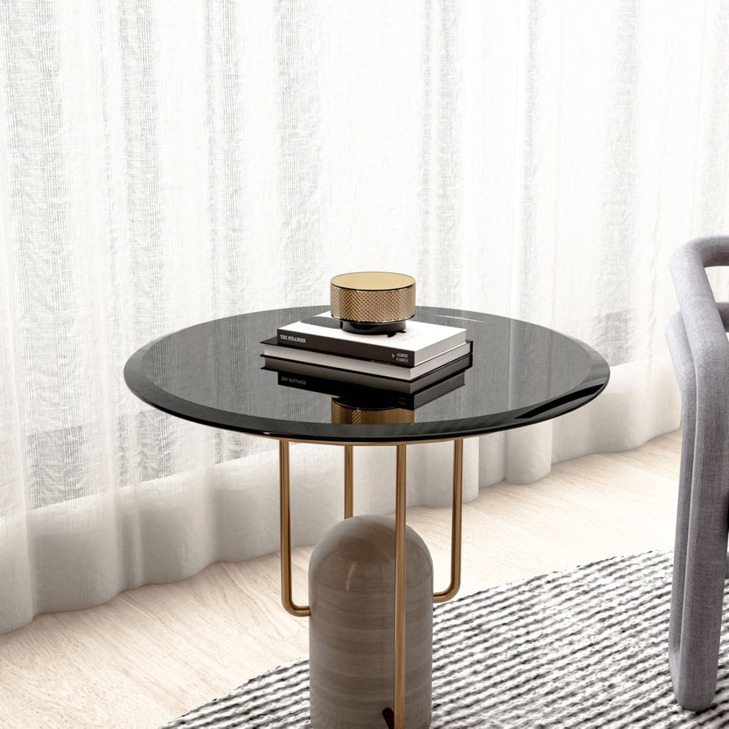 24" Inch Round Tempered Glass Table Top Black Glass 2/5 Inch Thick Beveled Polished Edge(old SKU:W1265118640) image 4