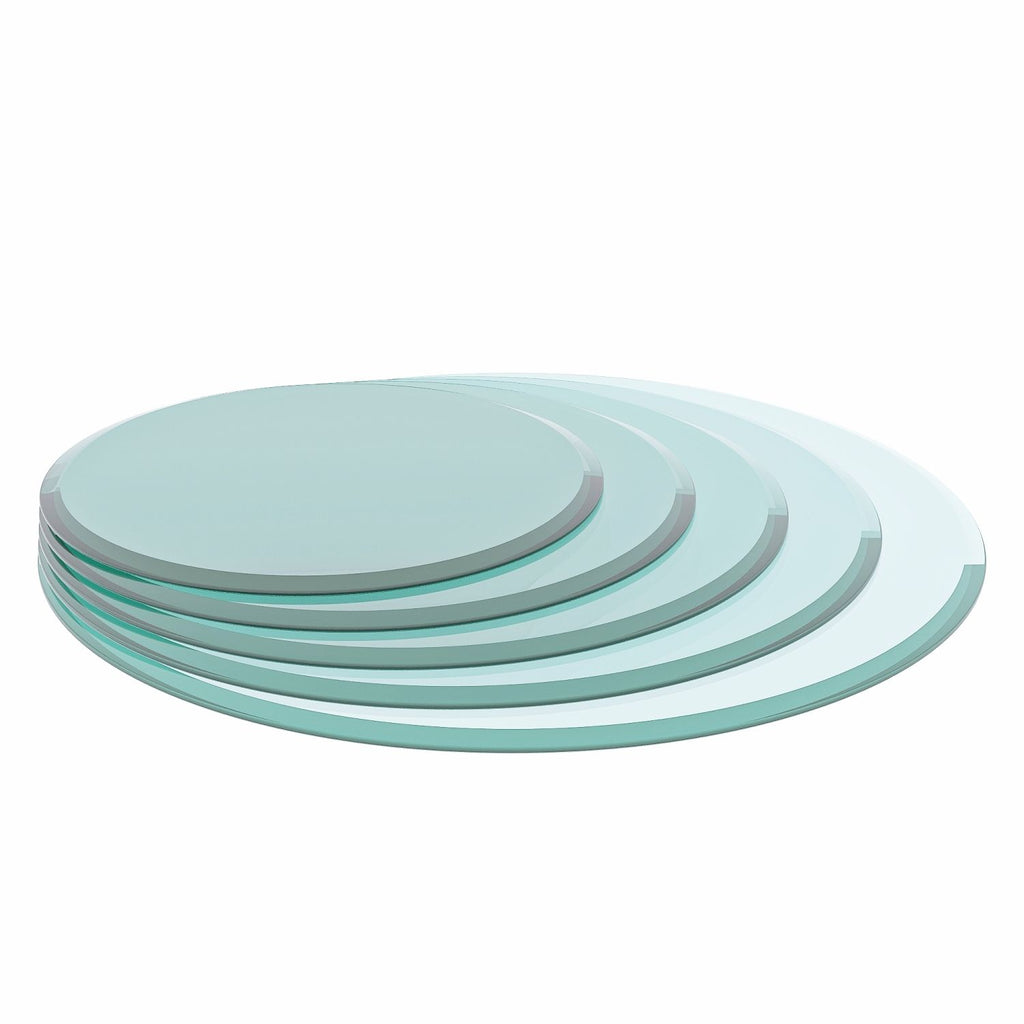 24" Inch Round Tempered Glass Table Top Clear Glass 1/2" Inch Thick Beveled Polished Edge (Old Sku:W126560356)