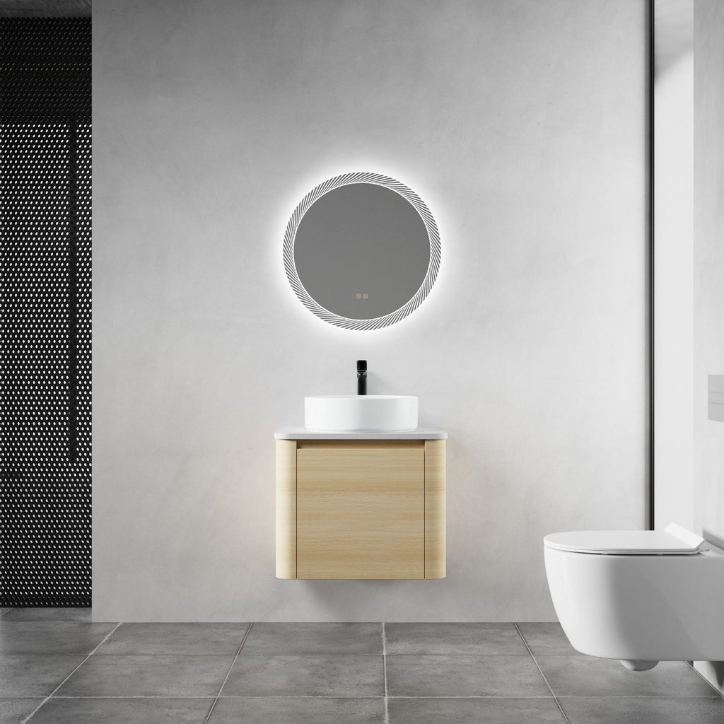 24'' Wall-Mounted Bathroom Vanity With Ceramic Art Sink & 1-Soft-Close Door, KD-Packing, Plywood