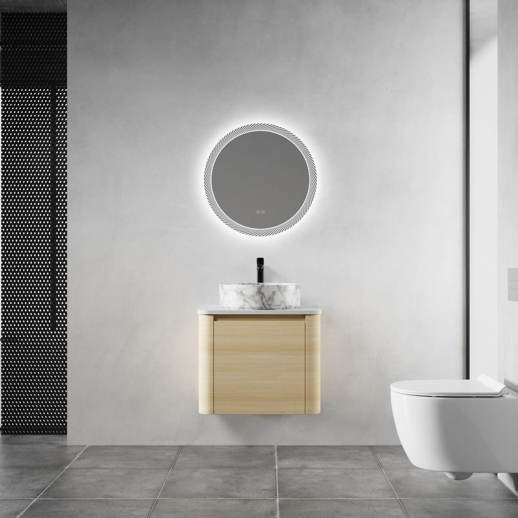 24'' Wall-Mounted Bathroom Vanity With Ceramic Art Sink & 1-Soft-Close Door, KD-Packing, Plywood
