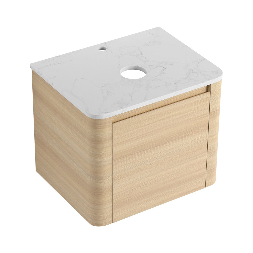 24''(23-5/8") Wall-Mounted Bathroom Vanity & 1-Soft-Close Door, KD-Packing, Plywood (Vanity Only, Excluding Sink)