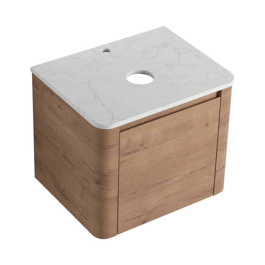 24''(23-5/8") Wall-Mounted Bathroom Vanity & 1-Soft-Close Door, KD-Packing, Plywood (Vanity Only, Excluding Sink)