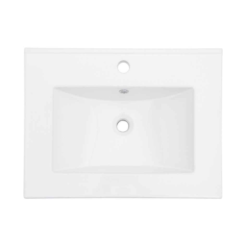 24"x18" White Rectangular Single Vanity Top with 1 Faucet Hole and Overflow(Sink Only)