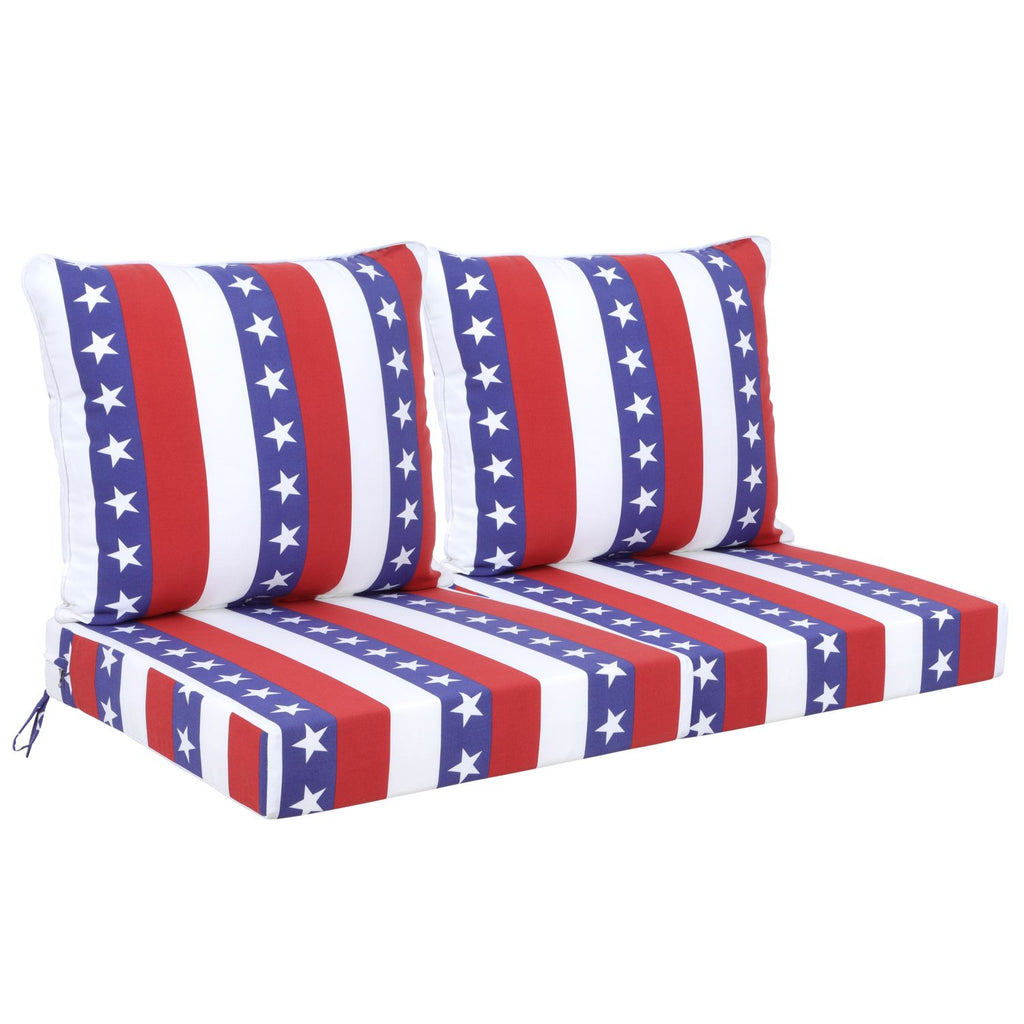24x24 Inch Outdoor Deep Seat Cushion Set - Waterproof Fade-Resistant Patio Furniture Cushions with Removable Covers, Adjustable Straps & Handles for Chairs, Sofa, Couch (2-Piece)-flag