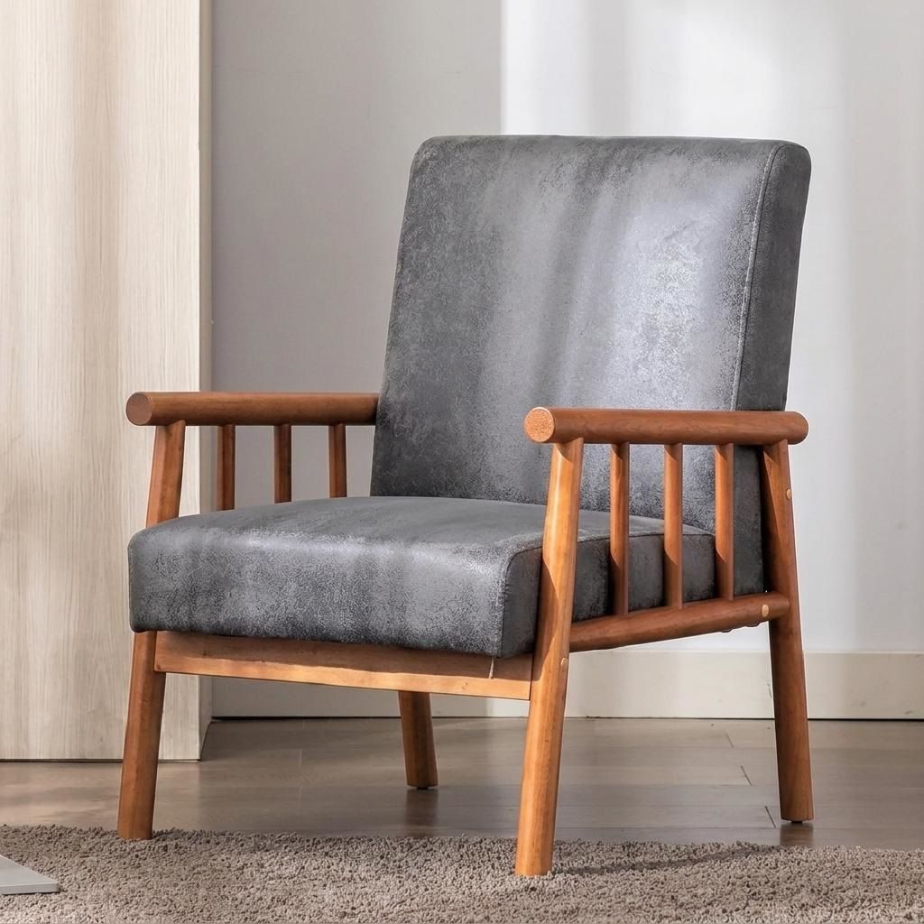 25'' Wide Classic Mid-Century Modern Arm Chair, Grey