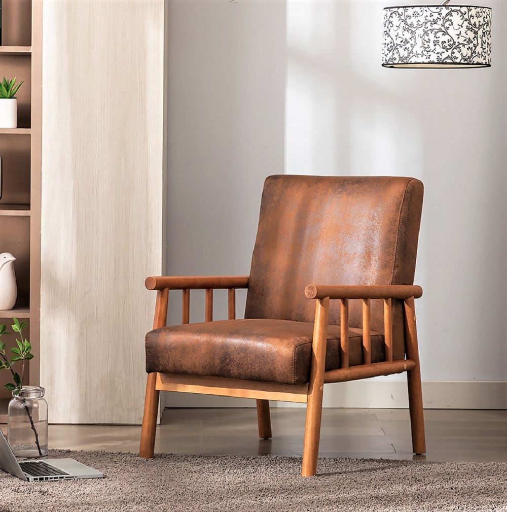 25'' Wide Classic Mid-Century Modern Arm Chair, Light Brown
