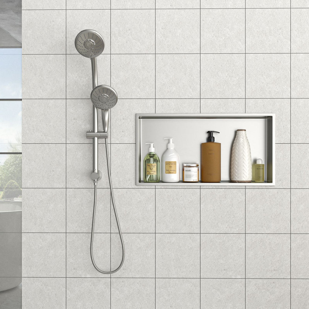 25" x 13" Stainless Steel Shower Niche, Brushed Nickel