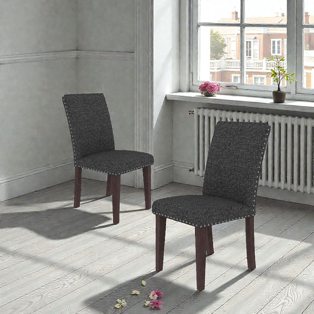 25" x 17.7" x 37.8" Upholstery Dining Chair (Set-2), Grey+Brown