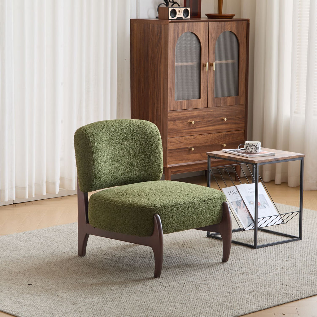 25.5" Modern Boucle Lounge Chair with Solid Wood Frame, Soft and Durable Boucle Upholstery, Perfect for Living Room, Bedroom, or Office