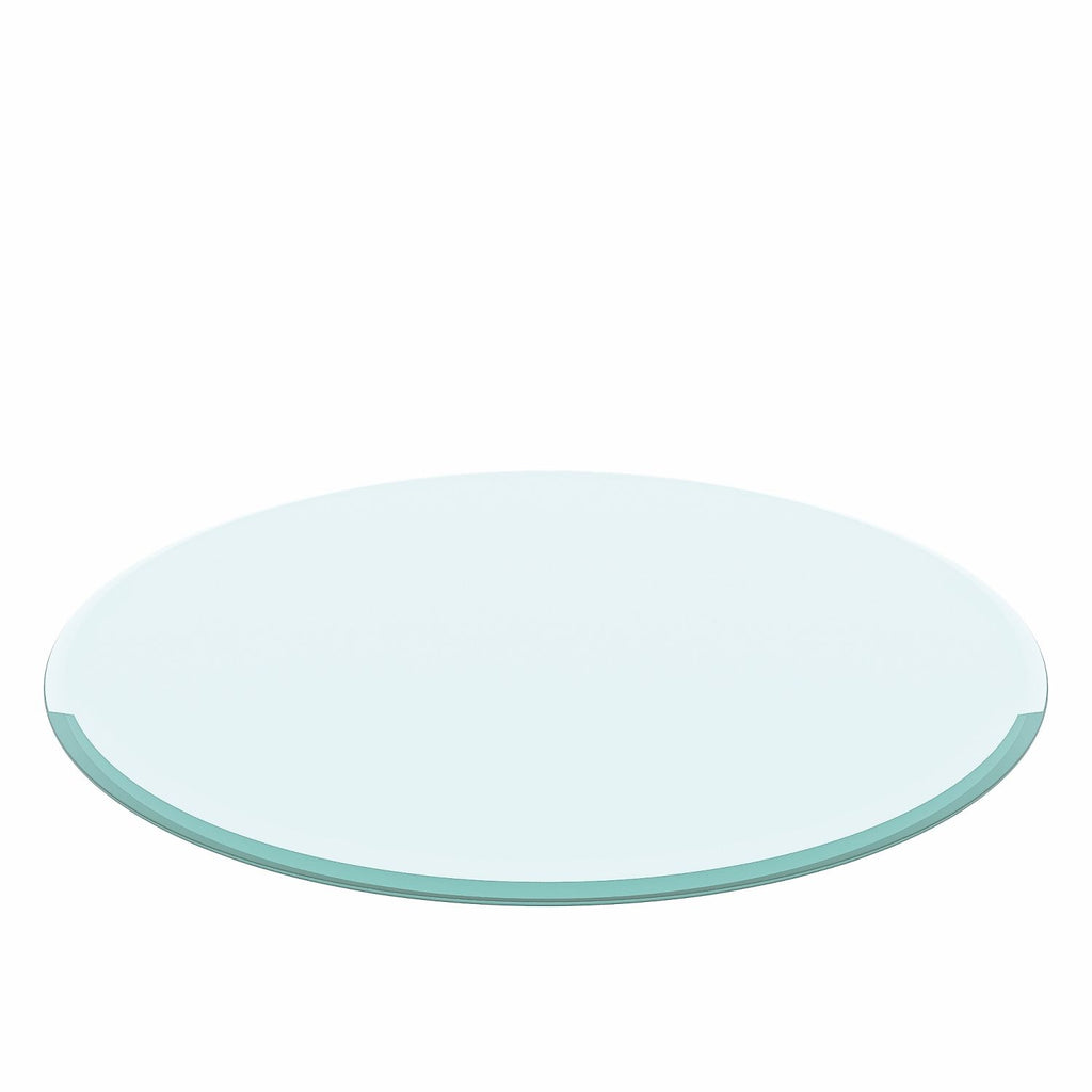 28" Inch Round Tempered Glass Table Top Clear Glass 2/5 Inch Thick Beveled Polished Edge (Old Sku:W126560357)