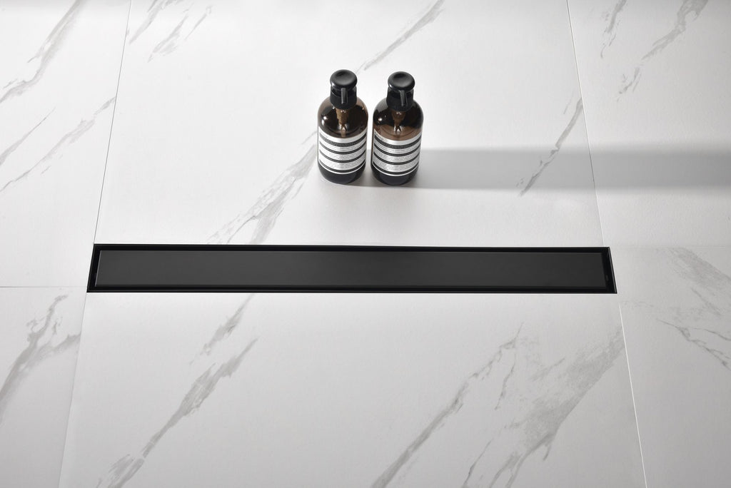 28 Inches Linear Shower Drain with Removable Cover, 304 Stainless Shower Drain Included Hair Strainer and Leveling Feet