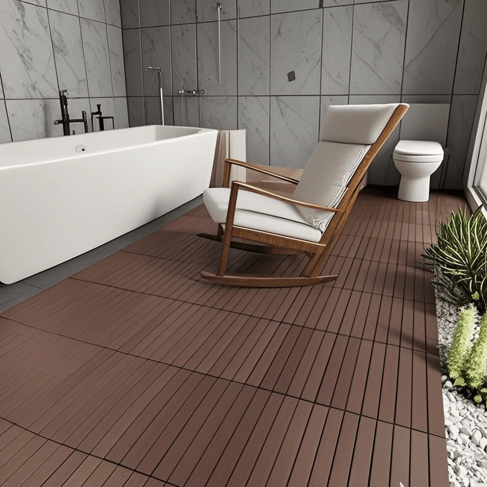 2FT Patio Deck Tiles, DIY Module Interlocking Decking Tiles Floor Tile,Easy and Quick Installation Court Tiles for Porch Poolside Outdoor and Indoor Balcony Backyard 24pcs Red Brown
