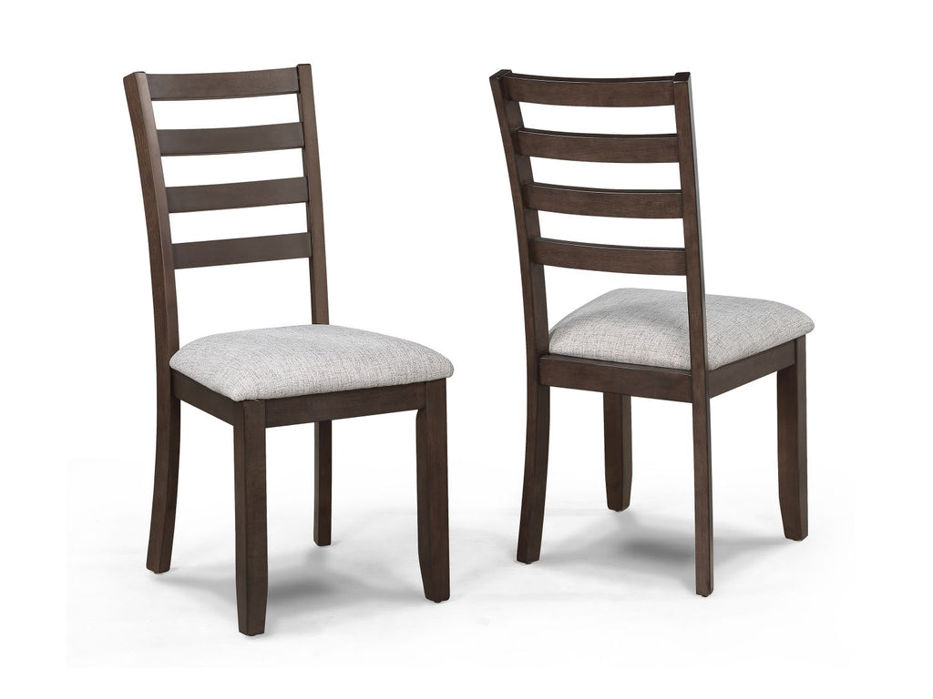2pc Contemporary Rich Wood Finish Beautifully Crafted Ladder-back Dining Chairs Wooden Brown Gray