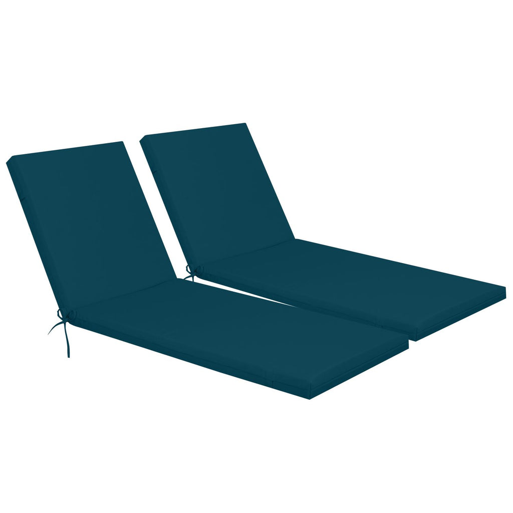 2PCS Set Outdoor Lounge Chair Cushion Replacement Patio Funiture Seat Cushion Chaise Lounge Cushion-lake blue