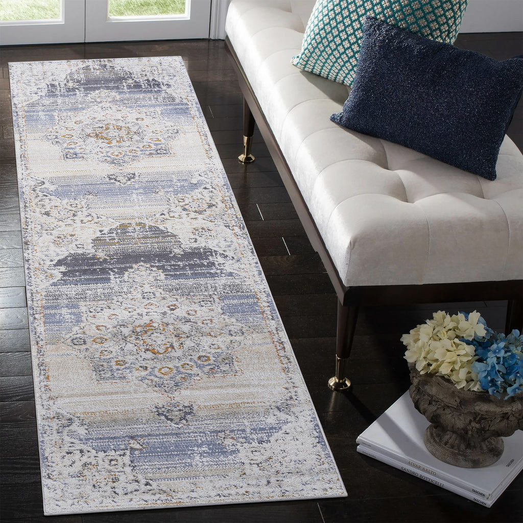 2X8 Cream/Gold /Medallion Non-Shedding Living Room Bedroom Dining Home Office Stylish and Stain Resistant Area Rug