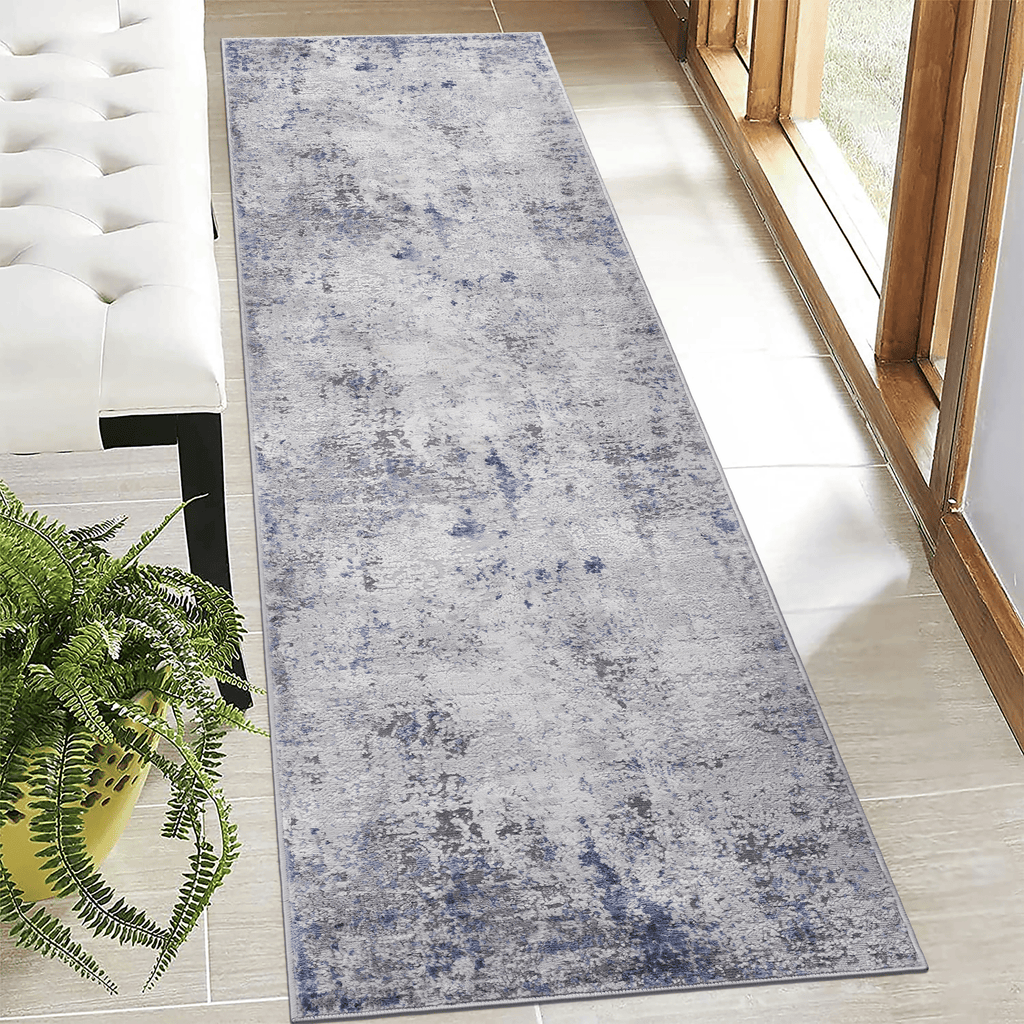 2X8 Silver/Blue/Abstract Non-Shedding Living Room Bedroom Dining Home Office Stylish and Stain Resistant Area Rug