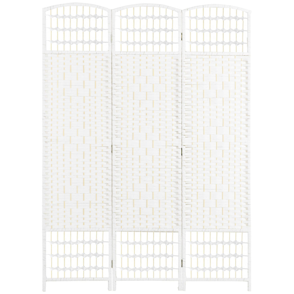3 Panel Room Divider, Folding Privacy Screen, 5.6' Room Separator, Wave Fiber Freestanding Partition Wall Divider for Rooms, Home, Office, White