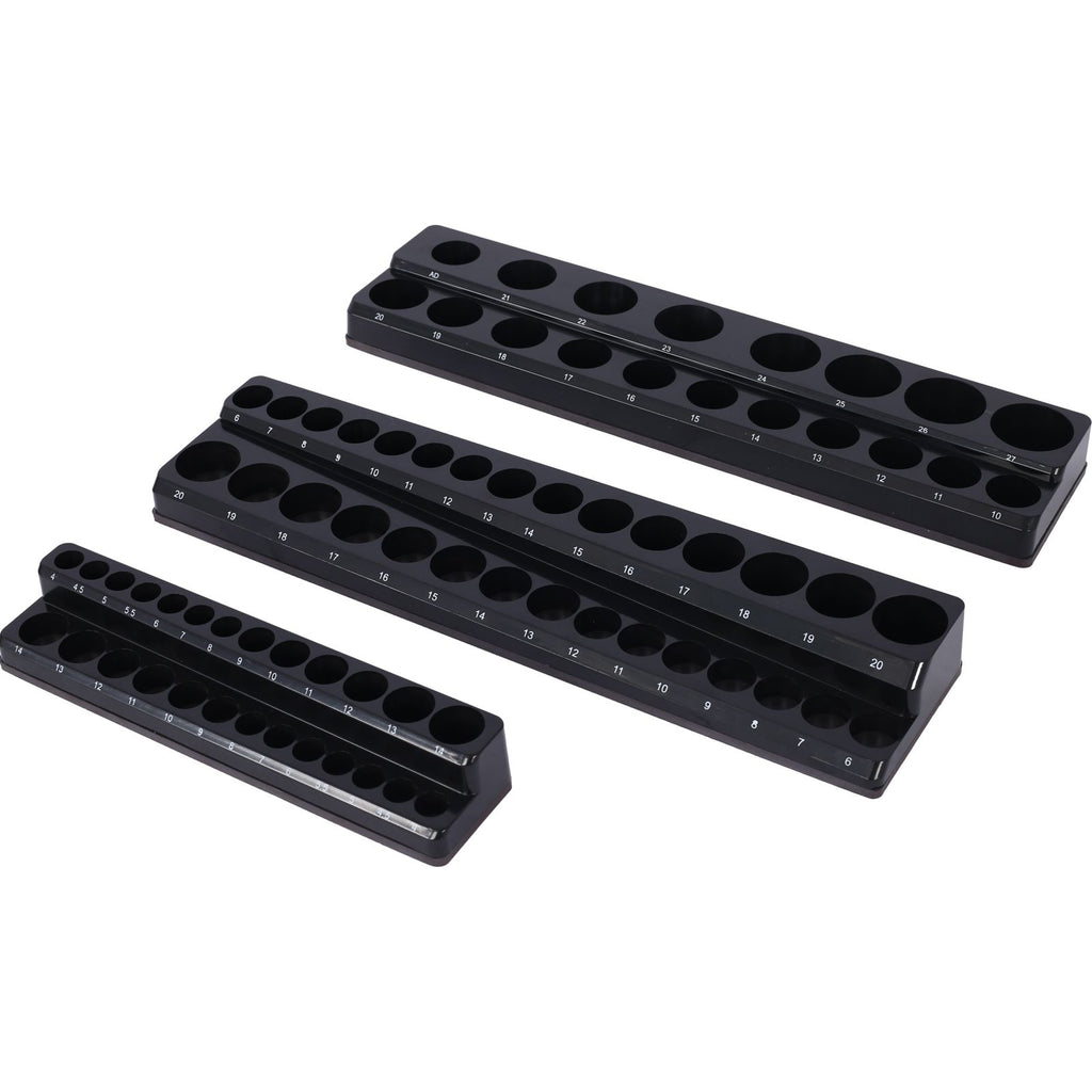 3 Piece metric Magnetic Socket Organizers, Socket Organizers for Toolboxes, Socket Organizer, Magnetic Socket Holder, Black Tool Box Organizer.3set,black,Metric