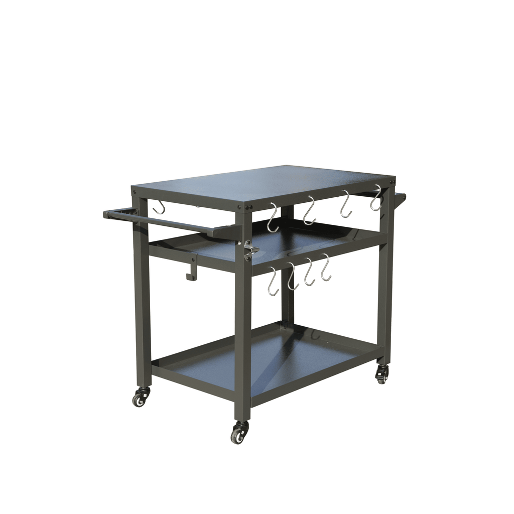 3-Shelf Outdoor Grill Table, Grill Cart Outdoor with Wheels, Pizza Oven and Food Prep Table, Blackstone Table with Stainless Steel Tabletop, Grill Stand for Blackstone Griddle for Outside BBQ