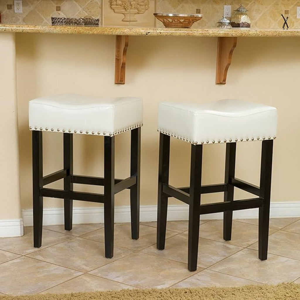 30-inch Backless ivory Faux Leather Counter Stool (Set of 2)