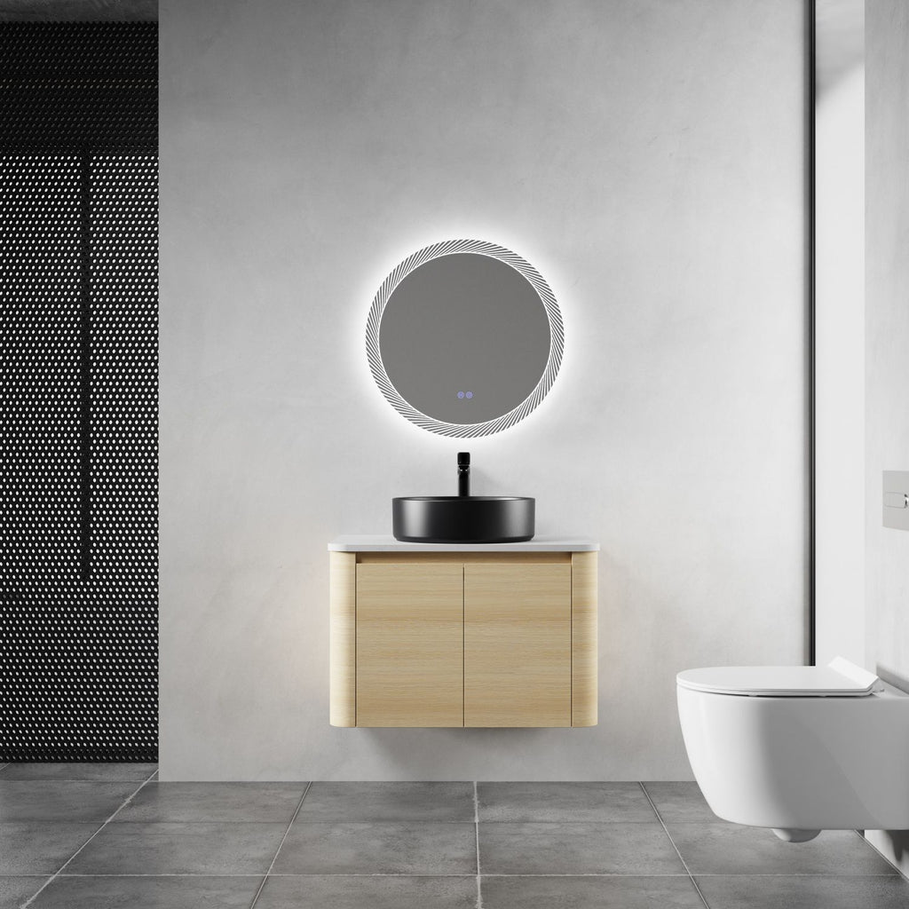 30'' Wall-Mounted Bathroom Vanity With Ceramic Art Sink & 2-Soft-Close Door, KD-Packing, Plywood