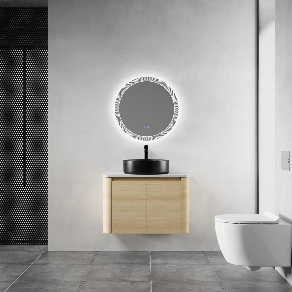 30'' Wall-Mounted Bathroom Vanity With Ceramic Art Sink & 2-Soft-Close Door, KD-Packing, Plywood