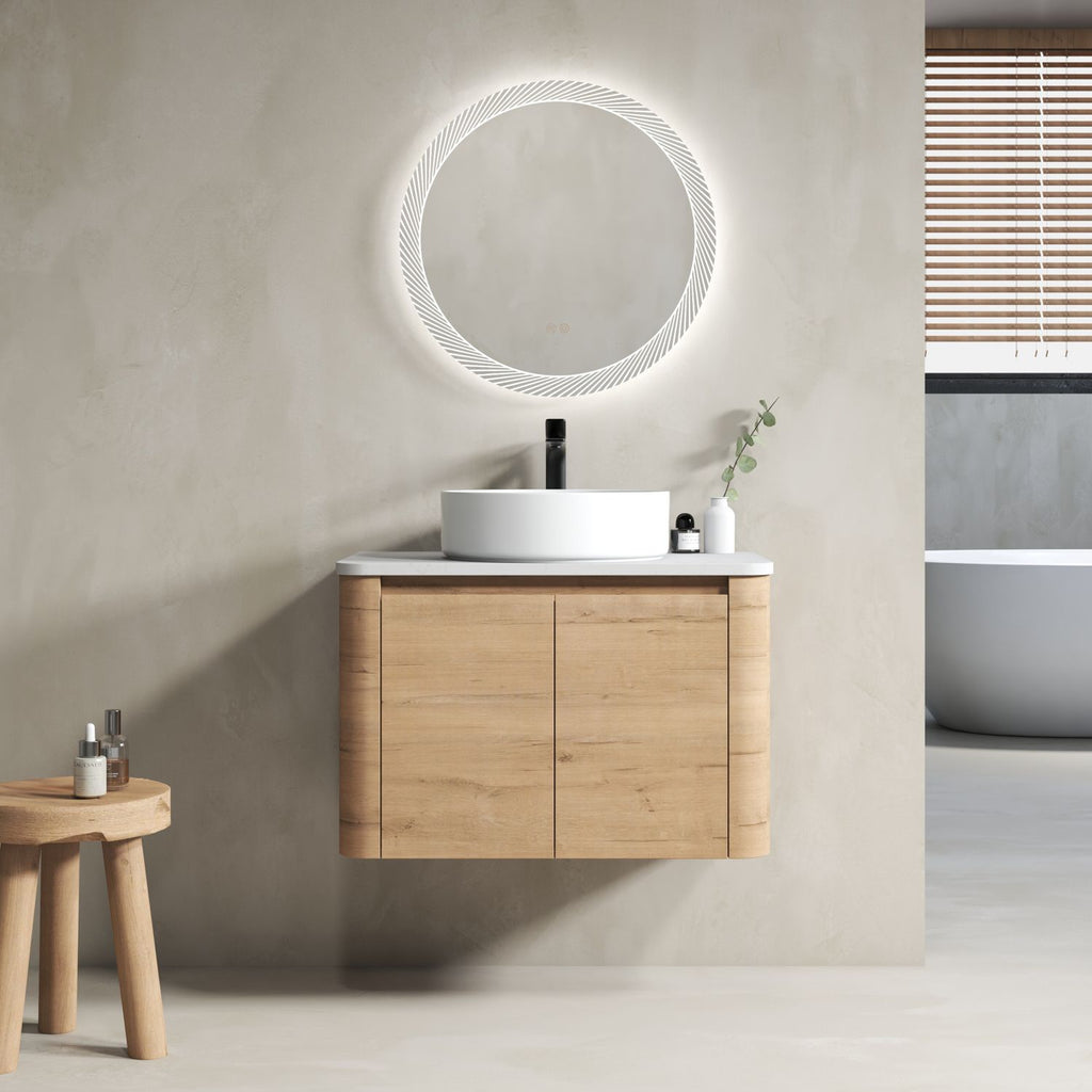 30'' Wall-Mounted Bathroom Vanity With Ceramic Art Sink & 2-Soft-Close Door, KD-Packing, Plywood