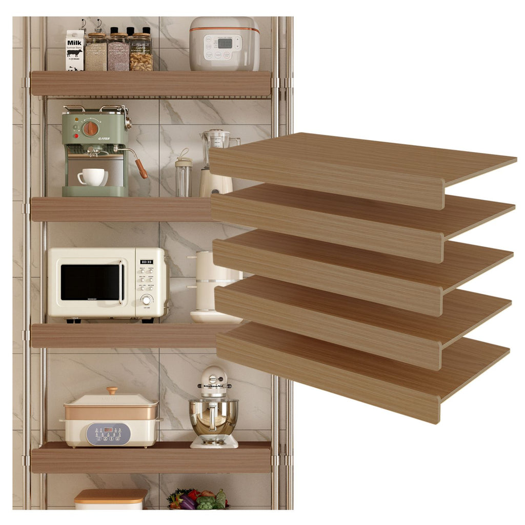 30" x 16" Heavy Duty MDF Wood Shelf Liners 5 Pcs, Odor-Free Solid Panels, 0.6 Inch Thick Wire Rack Covers for Pantry, Closet & Garage Storage ( LIGHT OAK Color )