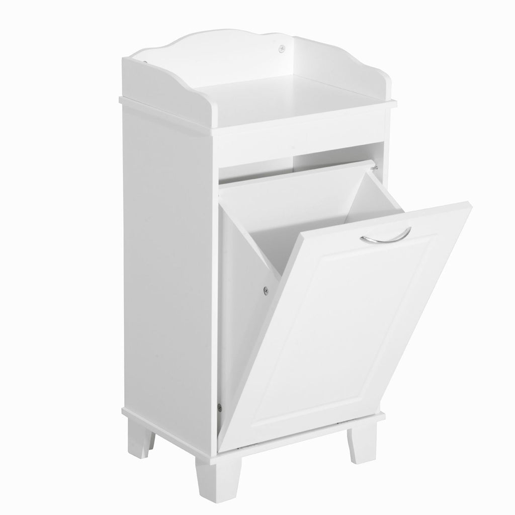 31" Tilt Out Laundry Hamper, Free Standing Home Organizer Hamper, Bathroom Storage Cabinet, White