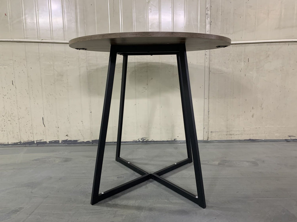 31.5 Inch Round Dining Table, Small Circle Kitchen Table with Metal Black Legs for 2-4 people,Modern Dining Room Table, Brown (only table)