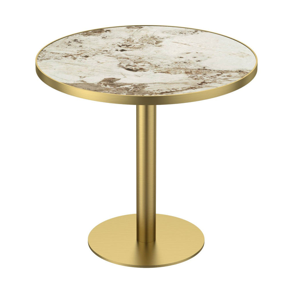 31.5" Round Modern Tulip Dining Table, Sintered Stone Tabletop with Luxury Faux Marble Print, Stainless Steel Bracket Base, Scratch & Wear Resistant, Waterproof Surface, Ideal for Indoor & Outdoor Use