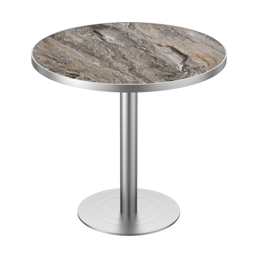 31.5" Round Modern Tulip Dining Table, Sintered Stone Tabletop with Luxury Faux Marble Print, Stainless Steel Bracket Base, Scratch & Wear Resistant, Waterproof Surface, Ideal for Indoor & Outdoor Use