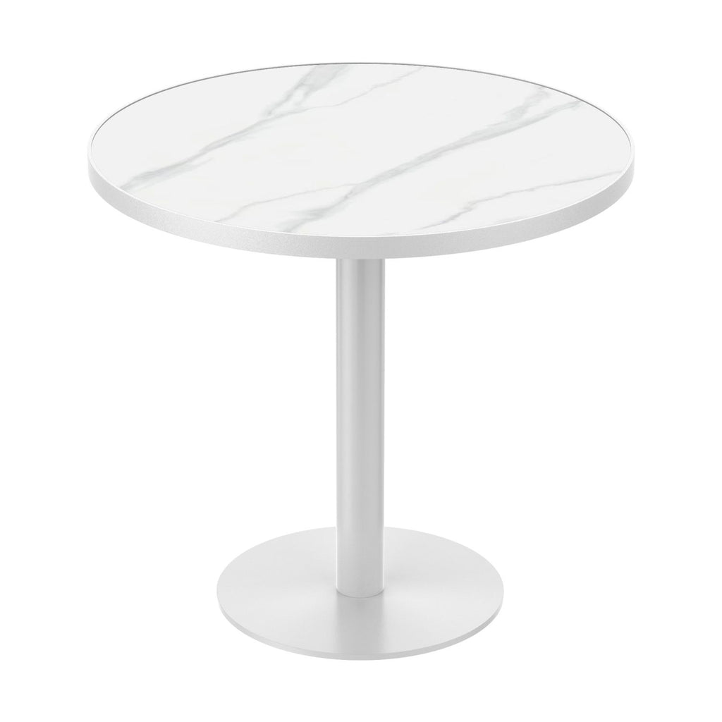 31.5" Round Modern Tulip Dining Table, Sintered Stone Tabletop with Luxury Faux Marble Print, Stainless Steel Bracket Base, Scratch & Wear Resistant, Waterproof Surface, Ideal for Indoor & Outdoor Use