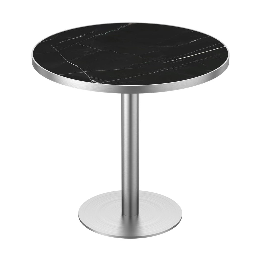 31.5" Round Modern Tulip Dining Table, Sintered Stone Tabletop with Luxury Faux Marble Print, Stainless Steel Bracket Base, Scratch & Wear Resistant, Waterproof Surface, Ideal for Indoor & Outdoor Use
