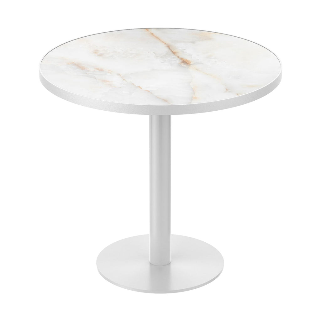 31.5" Round Modern Tulip Dining Table, Sintered Stone Tabletop with Luxury Faux Marble Print, Stainless Steel Bracket Base, Scratch & Wear Resistant, Waterproof Surface, Ideal for Indoor & Outdoor Use