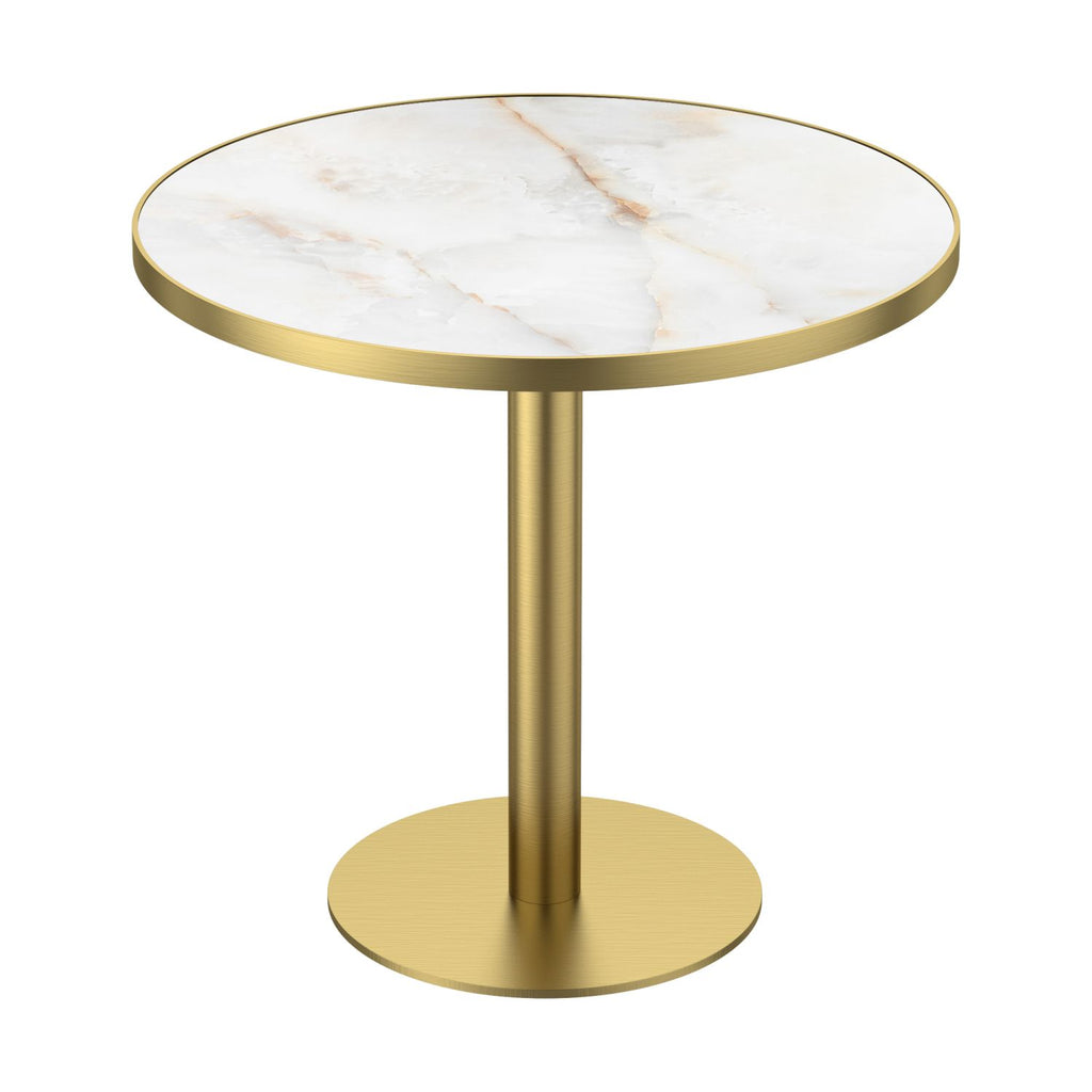 31.5" Round Modern Tulip Dining Table, Sintered Stone Tabletop with Luxury Faux Marble Print, Stainless Steel Bracket Base, Scratch & Wear Resistant, Waterproof Surface, Ideal for Indoor & Outdoor Use