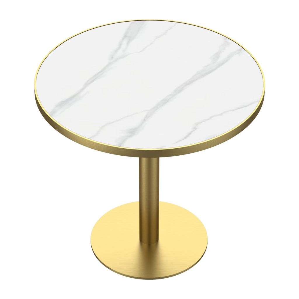 31.5" Round Modern Tulip Dining Table, Sintered Stone Tabletop with Luxury Faux Marble Print, Stainless Steel Bracket Base, Scratch & Wear Resistant, Waterproof Surface, Ideal for Indoor & Outdoor Use