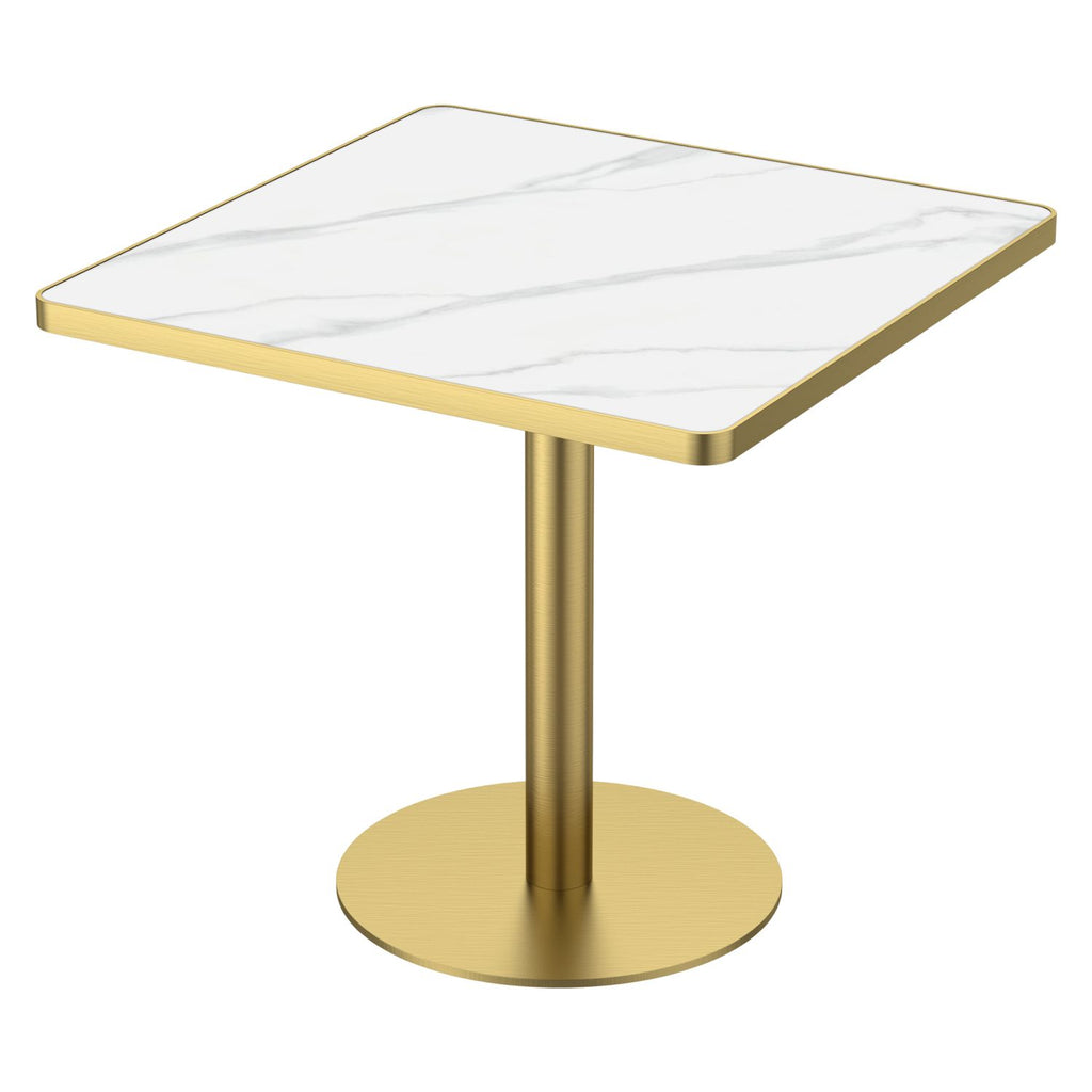 31.5" Square Modern Tulip Dining Table, Sintered Stone Tabletop with Luxury Faux Marble Print, Stainless Steel Bracket Base, Scratch & Wear Resistant, Waterproof Surface, Ideal for Indoor & Outdoor Us