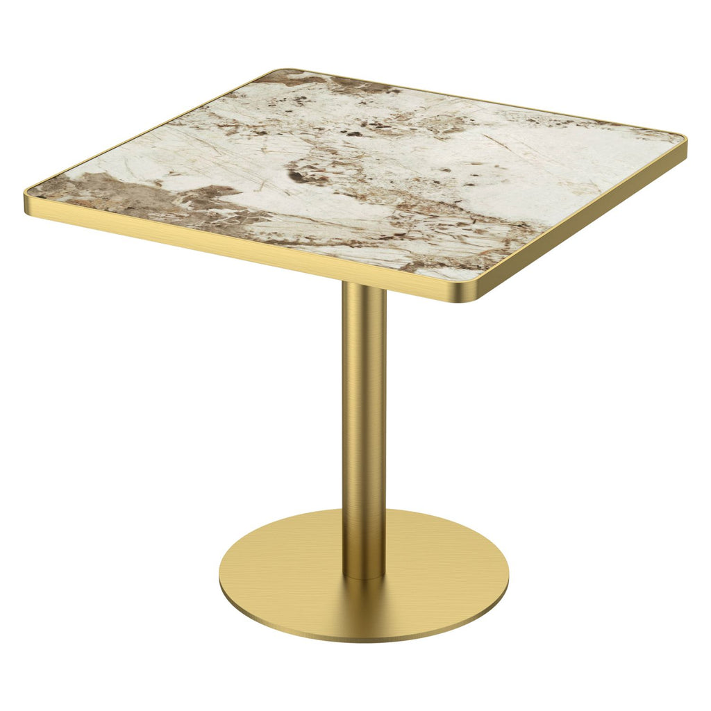31.5" Square Modern Tulip Dining Table, Sintered Stone Tabletop with Luxury Faux Marble Print, Stainless Steel Bracket Base, Scratch & Wear Resistant, Waterproof Surface, Ideal for Indoor & Outdoor Us