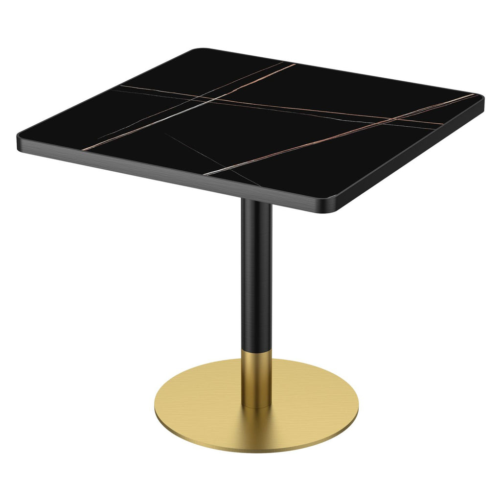 31.5" Square Modern Tulip Dining Table, Sintered Stone Tabletop with Luxury Faux Marble Print, Stainless Steel Bracket Base, Scratch & Wear Resistant, Waterproof Surface, Ideal for Indoor & Outdoor Us