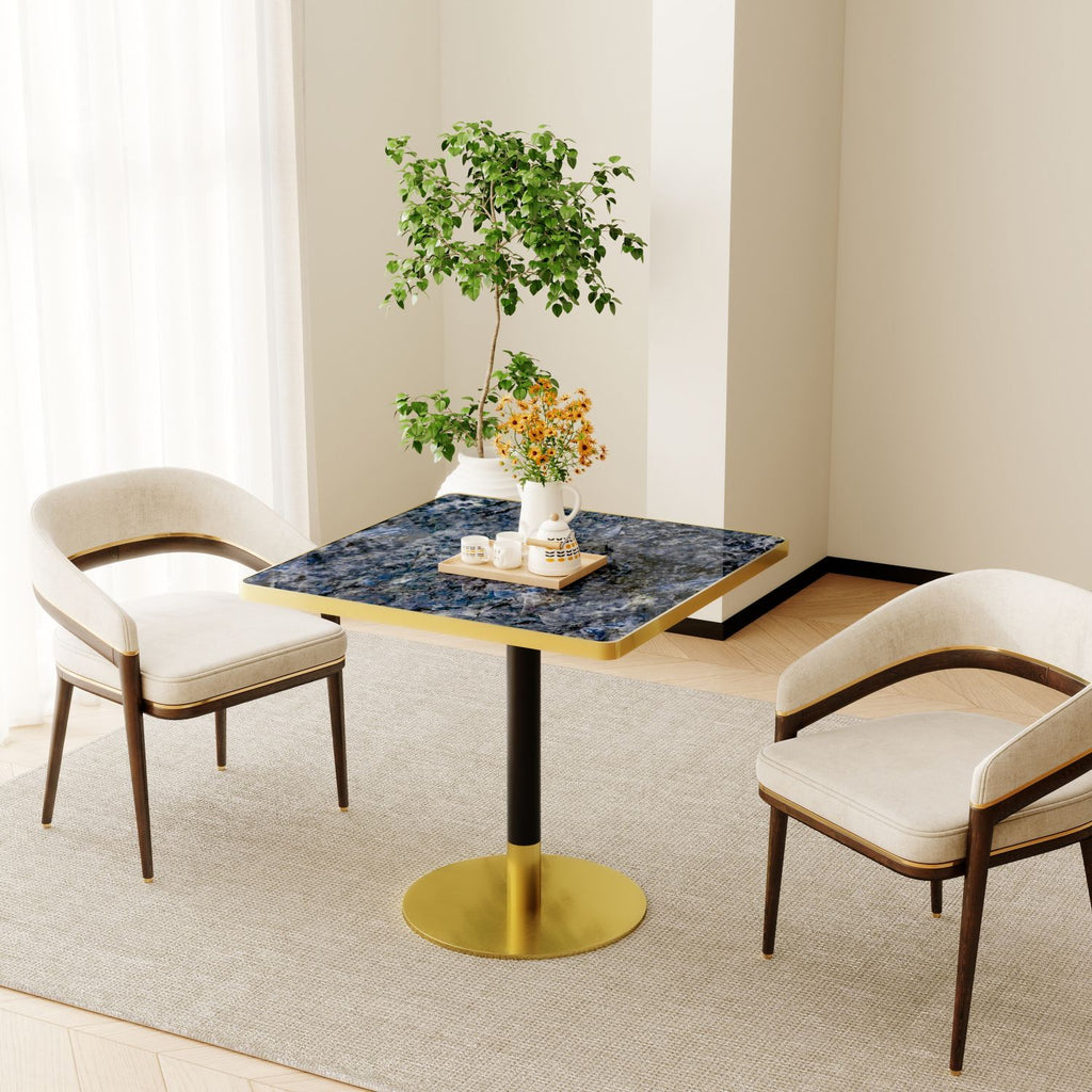 31.5" Square Modern Tulip Dining Table, Sintered Stone Tabletop with Luxury Faux Marble Print, Stainless Steel Bracket Base, Scratch & Wear Resistant, Waterproof Surface, Ideal for Indoor & Outdoor Us