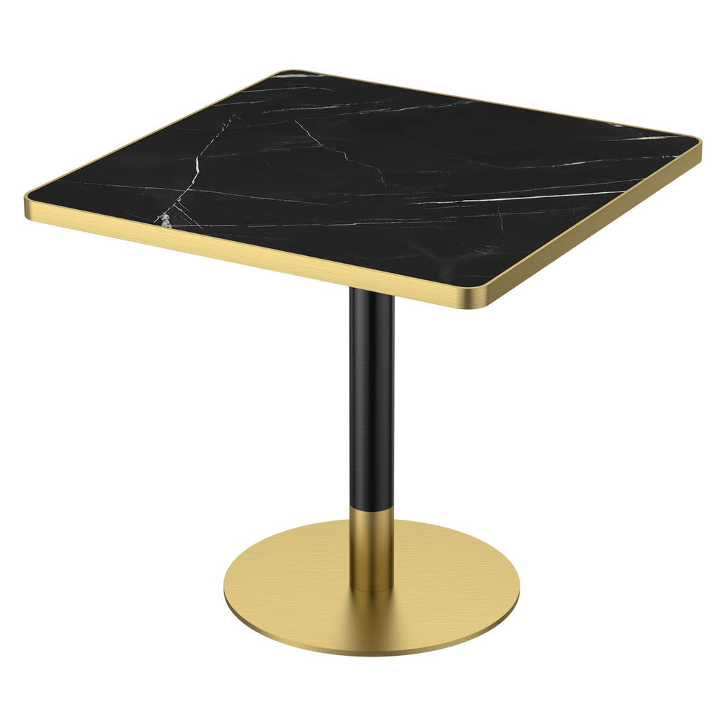 31.5" Square Modern Tulip Dining Table, Sintered Stone Tabletop with Luxury Faux Marble Print, Stainless Steel Bracket Base, Scratch & Wear Resistant, Waterproof Surface, Ideal for Indoor & Outdoor Us