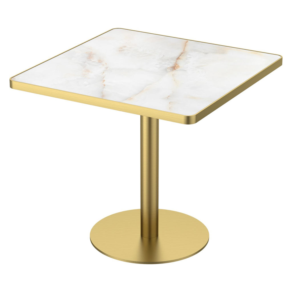 31.5" Square Modern Tulip Dining Table, Sintered Stone Tabletop with Luxury Faux Marble Print, Stainless Steel Bracket Base, Scratch & Wear Resistant, Waterproof Surface, Ideal for Indoor & Outdoor Us