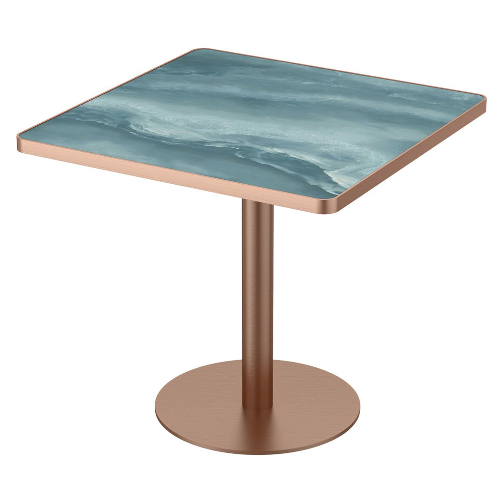31.5"Square Modern Tulip Dining Table, Sintered Stone Tabletop with Luxury Faux Marble Print, Stainless Steel Bracket Base, Scratch & Wear Resistant, Waterproof Surface, Ideal for Indoor & Outdoor Use