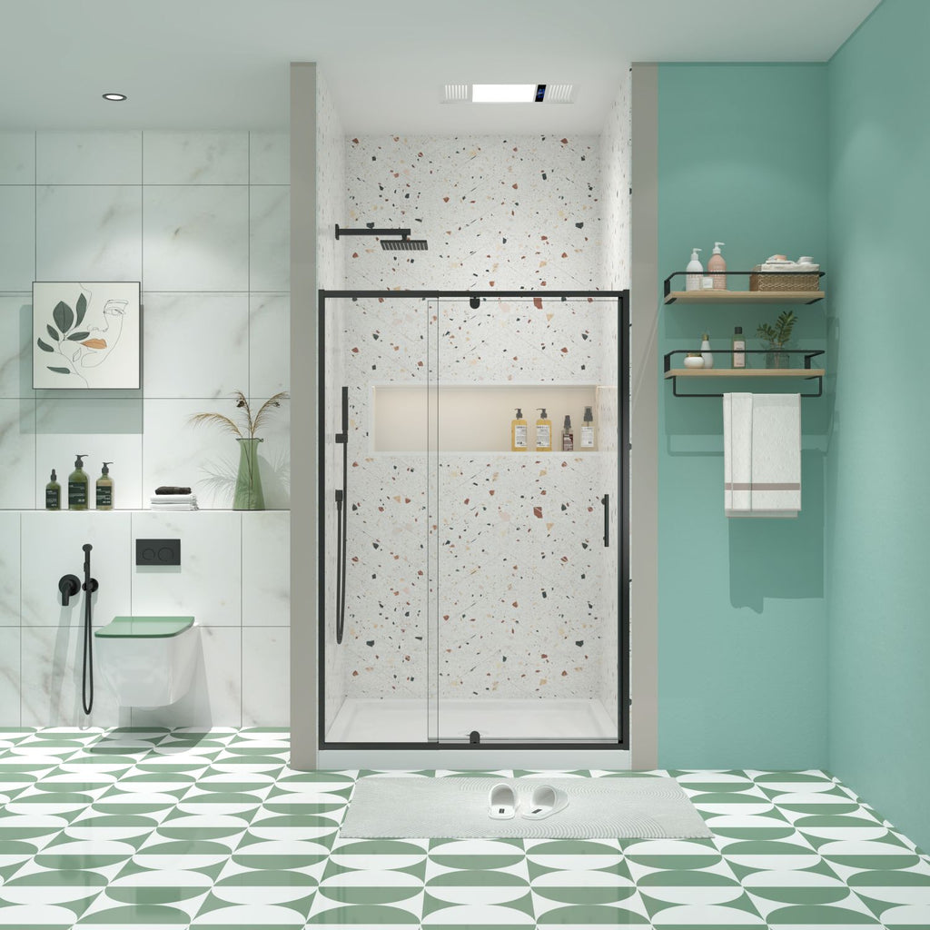 32-36" W x 72" H Piovt Swing Glass Shower Door,Pivot Frame Sliding Shower Door with 1/4"(6mm) Clear SGCC Tempered Glass,Matte Black Finish Shower Doors,Reversible Installation